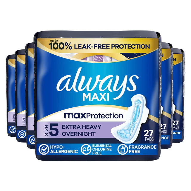 always maxi extra heavy overnight pads with wings