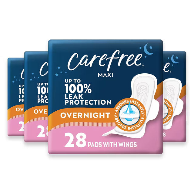carefree maxi overnight pads with wings