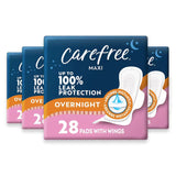 carefree maxi overnight pads with wings