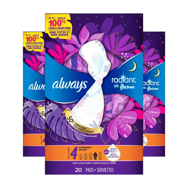 always radiant flexfoam overnight pads
