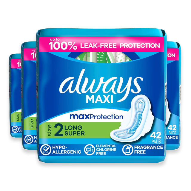 always maxi pads long super absorbency unscented with wings