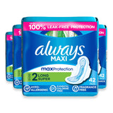 always maxi pads long super absorbency unscented with wings