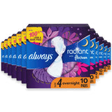 always radiant flexfoam size 4 overnight pads with wings