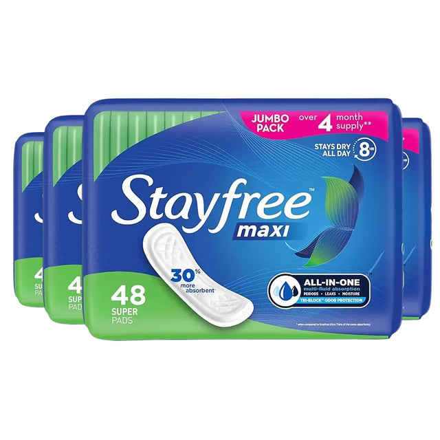stayfree maxi pads super absorbency wingless