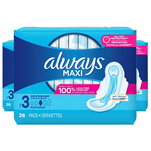 always maxi size 3 extra long super unscented