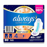 always ultra thin size 4 overnight pads with wings