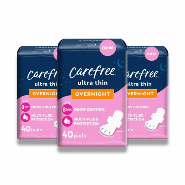 carefree ultra thin overnight pads with wings