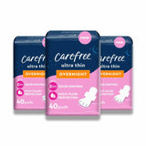 carefree ultra thin overnight pads with wings